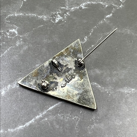 Vintage Alia Sterling Abalone Triangle Pin Pendant
